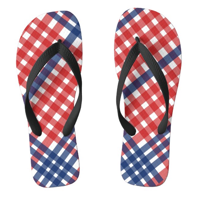 Chanclas Rojo blanco y azul Gingham Plaid (Plantilla)