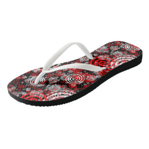 Chanclas Rojo Blanco y Negro Geométrico