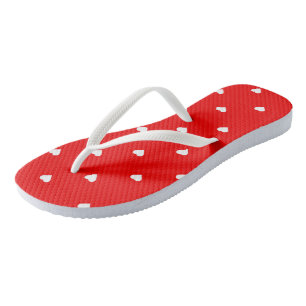 Chanclas Rojo con corazones blancos