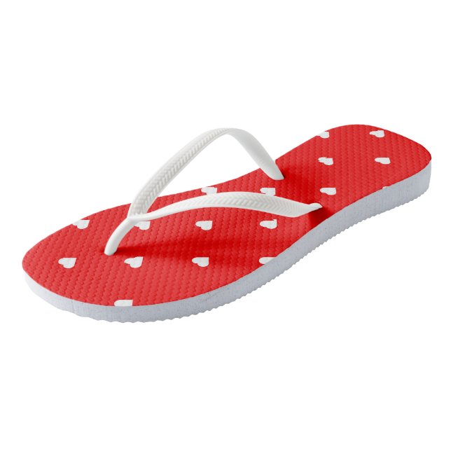 Chanclas Rojo con corazones blancos (Angular)