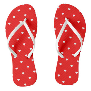 Chanclas Rojo con corazones blancos