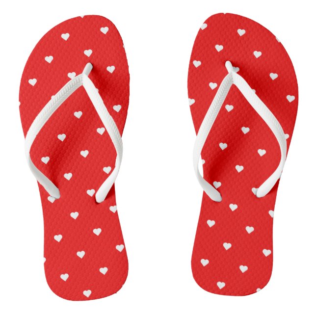Chanclas Rojo con corazones blancos (Plantilla)