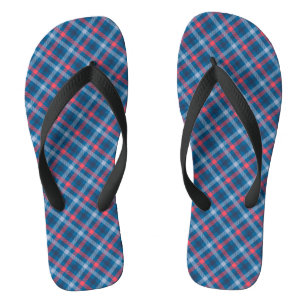 Chanclas Rojo Marina Azul Luz Azul Placa Tartán