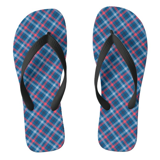Chanclas Rojo Marina Azul Luz Azul Placa Tartán (Plantilla)