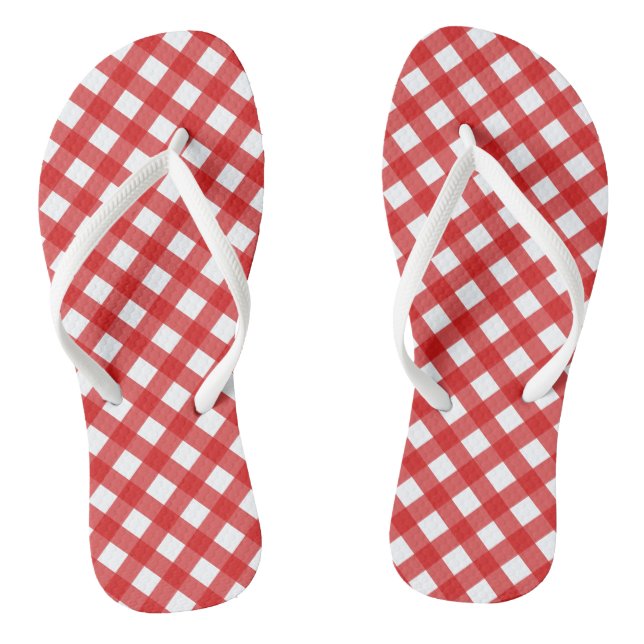 Chanclas Rojo Patrón de Gingham Flip flameado (Plantilla)