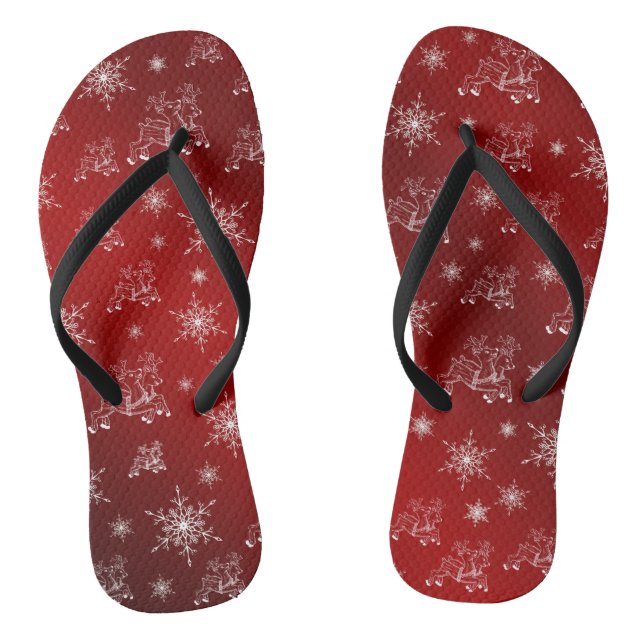 Chanclas rojo, reno, estrella, estrellas, copo de nieve, na (Plantilla)