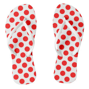 Chanclas Rojo sobre puntos de polka de gran tamaño blanco