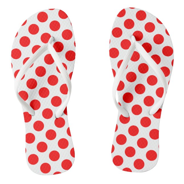 Chanclas Rojo sobre puntos de polka de gran tamaño blanco (Plantilla)