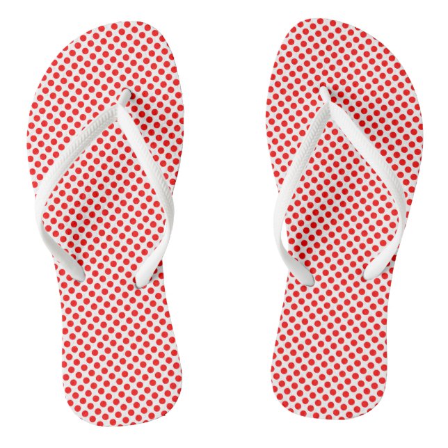 Chanclas Rojo sobre puntos de polka de pequeño tamaño blanc (Plantilla)