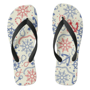 Chanclas Rojo y fondo azul marino con el ancla