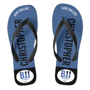 Chanclas Rolling de la correa azul BJJ Añadir su nombre Jiu