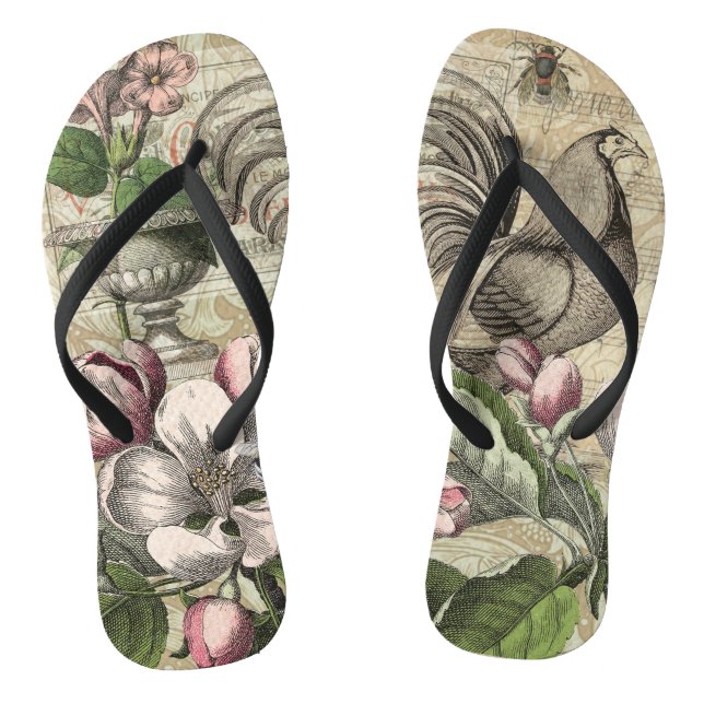 Chanclas Rooster Garden Flower Butfly Art (Plantilla)