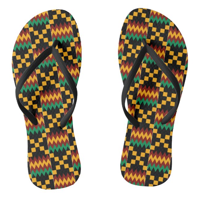 Chanclas Ropa de Kente amarilla, negra, verde, roja (Plantilla)