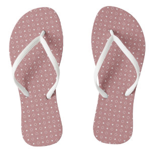 Chanclas Rosa antigua y puntos y anillos blancos