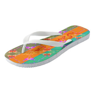 Chanclas Rosa Corazón Verde azulado, Apricot y Moss Flip Fl