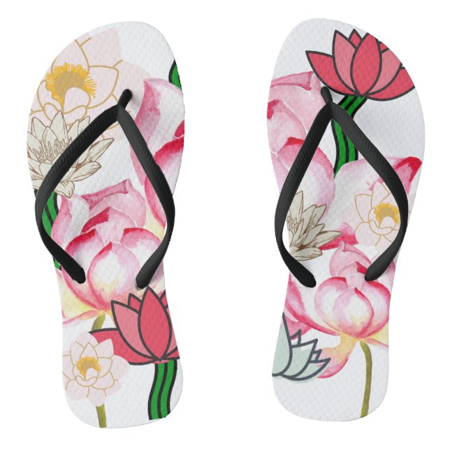 Chanclas Rosa de flores de Mikitiez lotus (Plantilla)