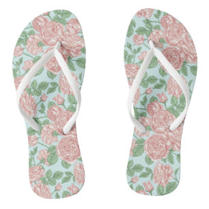 Chanclas Rosa de flores rosadas patrón de Bouquet Garden