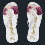 Chanclas Rosa de lujo Rubor Pink Gold Peony Bridesmaid Favo<br><div class="desc">Te encantará este rosa polvoriento color de agua rosa color peonía con hojas de follaje dorado. ¡Genial para las celebraciones de sus bodas!</div>