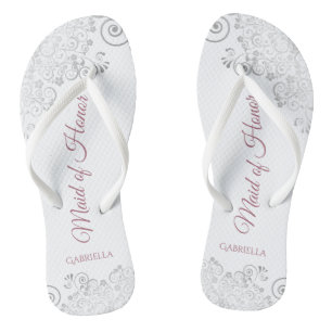 Chanclas Rosa de plata y doncella de honor Boda