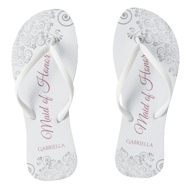 Chanclas Rosa de plata y doncella de honor Boda (Plantilla)