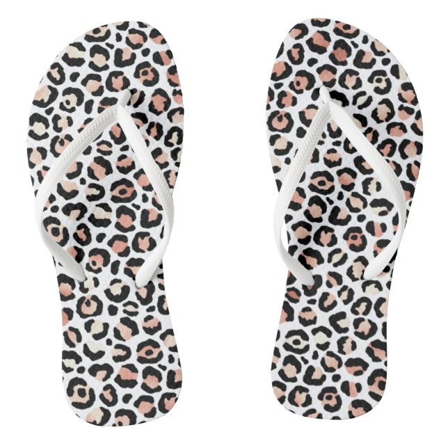 Chanclas Rosa Dorado Leopardo Chic Femenino (Plantilla)