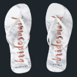 Chanclas rosa elegante de imitación dorada de mármol blanco<br><div class="desc">Mármol blanco moderno y a la moda y diseño de la maquina de la dama de honor rosa.</div>