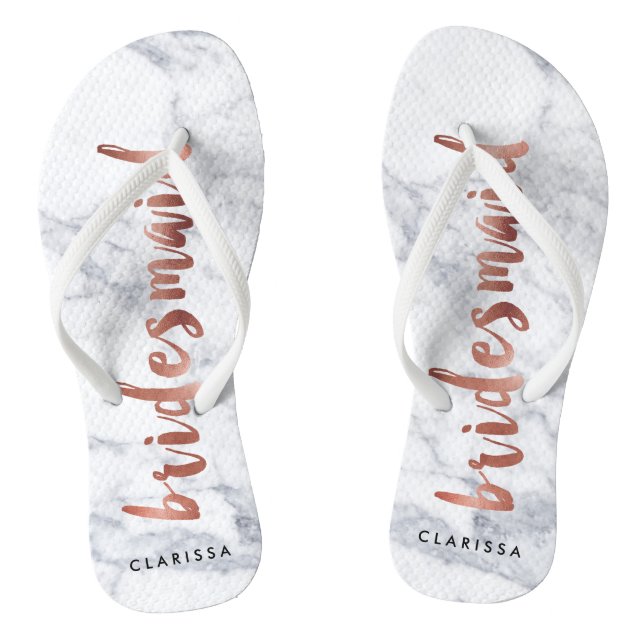 Chanclas rosa elegante de imitación dorada de mármol blanco (Plantilla)