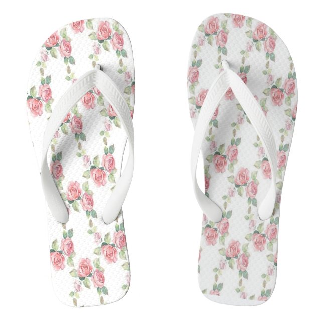 Chanclas Rosa Floral Shabby Chic Rosa (Plantilla)