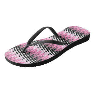 Chanclas Rosa negro y blanco geométrico 