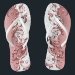 Chanclas Rosa Purpurina blanco y floral metálico<br><div class="desc">Hermosos zapatos Flip Flop. ⭐ 99% de mis diseños en mi tienda están hechos en capas. Esto le facilita cambiar el tamaño y mover los gráficos y el texto para que se ajuste perfectamente a cada producto. ⭐ (Asegúrese de cambiar el tamaño, cambiar, agregar, eliminar o mover cualquier gráfico o...</div>