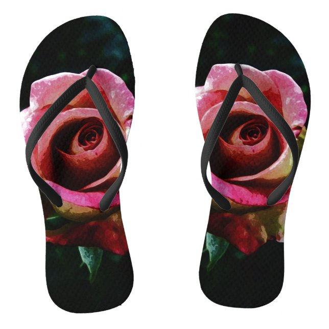Chanclas Rosa roja pintada al óleo (Plantilla)