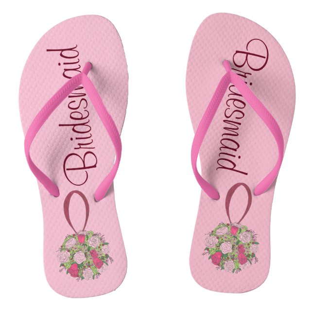 Chanclas Rosa Rosa Rosa Bouquet Noviaria Boda Flip Flops (Plantilla)