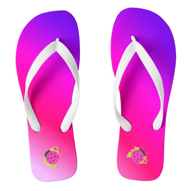 Chanclas Rosa y Morado Con Mariquitas (Plantilla)