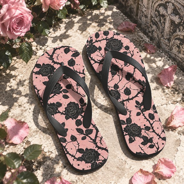Chanclas Rosas de cementerio gótico rosa y negro (Subido por el creador)