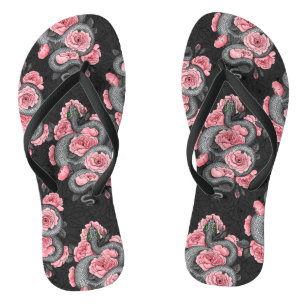 Chanclas Rosas de serpientes y melocotones