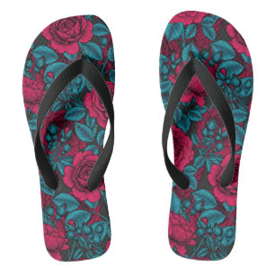 Chanclas Rosas en rojo y azul