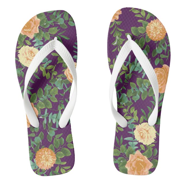 Chanclas Rosas Florales Bodas Purple Peach (Plantilla)