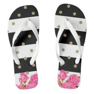 Chanclas Rosas, franjas y puntos de polka
