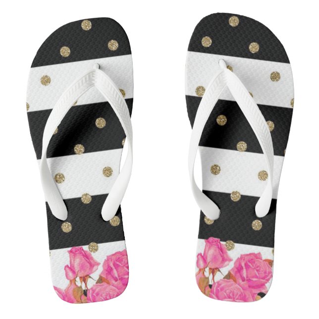 Chanclas Rosas, franjas y puntos de polka (Plantilla)