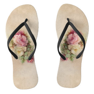 Chanclas Rosas pintadas a mano de color rosa y blanco