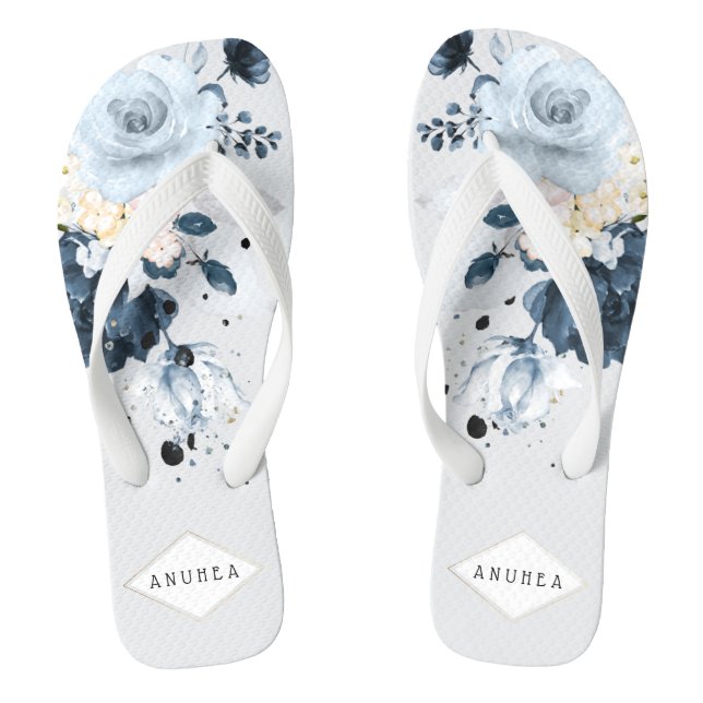 Chanclas Rosas PixDezines Dusty Blue + Acuarela Navy (Plantilla)