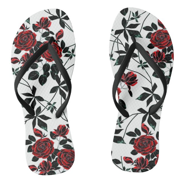 Chanclas Rosas rojas . (Plantilla)