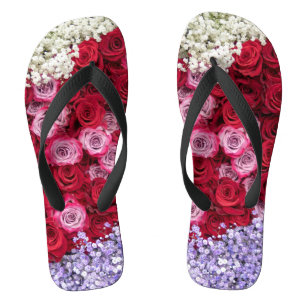 Chanclas Rosas rojas y rosadas con Gypsophila colorida