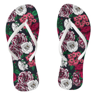 Chanclas Rosas rojos, blancos y bicolores con hojas verdes