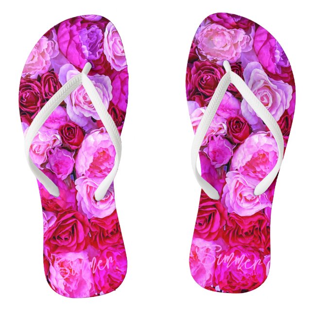 Chanclas Rosas románticos Flores Bouquet Floral Rosa (Plantilla)