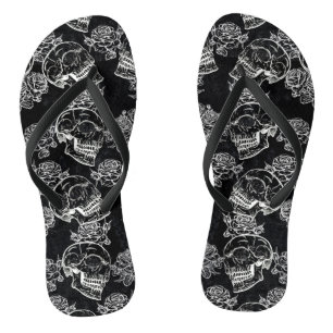 Chanclas Rosas Skulls y Chalk   Gótica Glam Funky Grunge