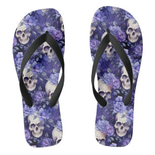 Chanclas Rosas violetas con calaveras