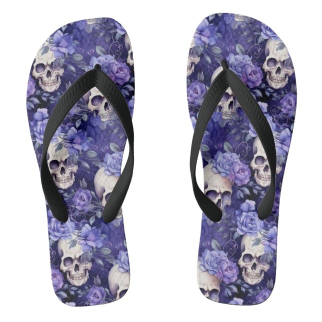 Chanclas Rosas violetas con calaveras (Plantilla)