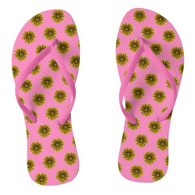 Chanclas roscas con girasoles amarillos pequeños en rosa (Plantilla)