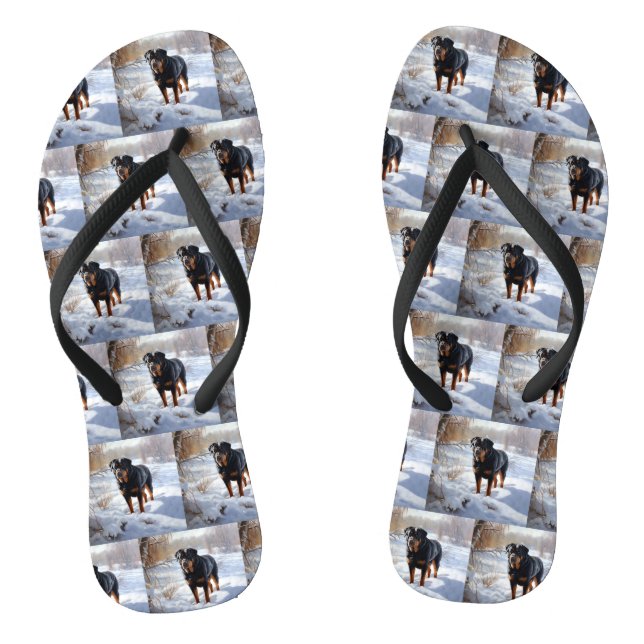 Chanclas Rottweiler Deja que nieve Navidad (Plantilla)